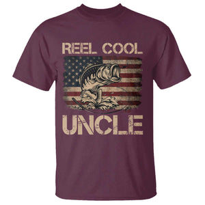 Reel Cool Uncle T Shirt Funny Fishing USA Flag Patriotic Fisherman Fathers Day TS10 Maroon Print Your Wear