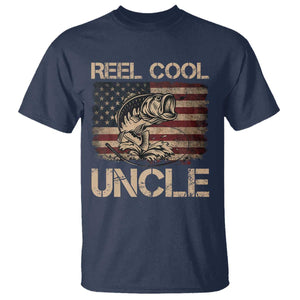Reel Cool Uncle T Shirt Funny Fishing USA Flag Patriotic Fisherman Fathers Day TS10 Navy Print Your Wear