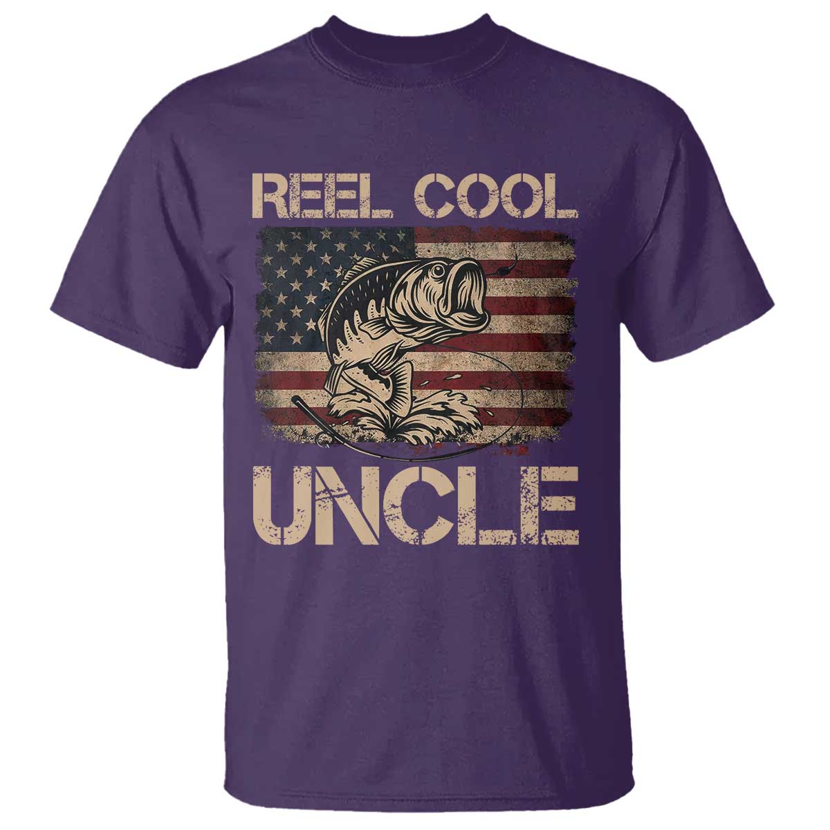 Reel Cool Uncle T Shirt Funny Fishing USA Flag Patriotic Fisherman Fathers Day TS10 Purple Print Your Wear