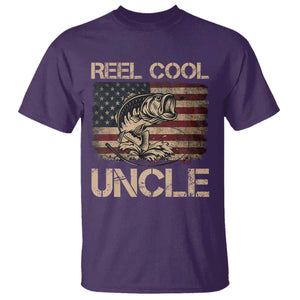 Reel Cool Uncle T Shirt Funny Fishing USA Flag Patriotic Fisherman Fathers Day TS10 Purple Print Your Wear