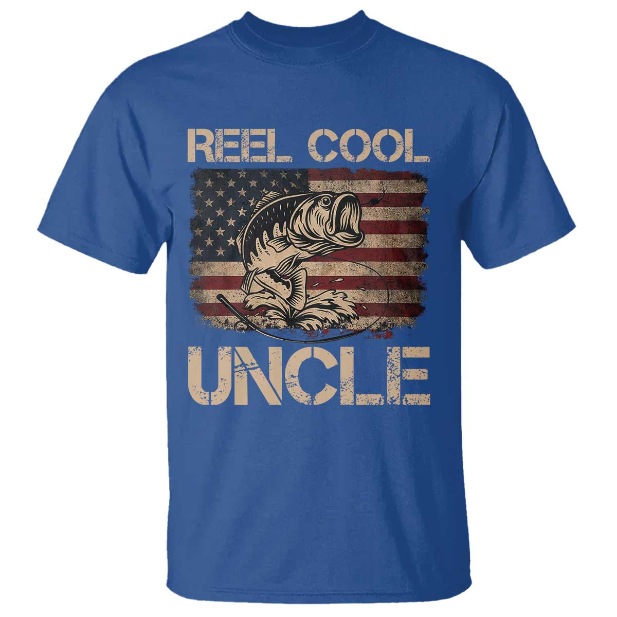 Reel Cool Uncle T Shirt Funny Fishing USA Flag Patriotic Fisherman Fathers Day TS10 Royal Blue Print Your Wear