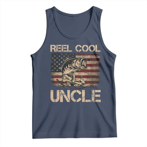Reel Cool Uncle Tank Top Funny Fishing USA Flag Patriotic Fisherman Fathers Day TS10 Navy Print Your Wear