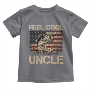 Reel Cool Uncle Toddler T Shirt Funny Fishing USA Flag Patriotic Fisherman Fathers Day TS10 Charcoal Print Your Wear