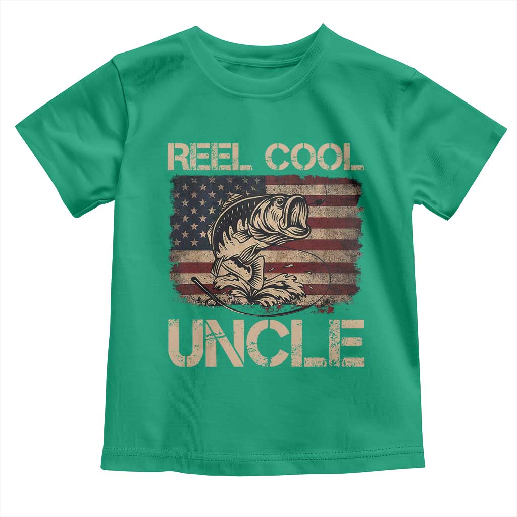 Reel Cool Uncle Toddler T Shirt Funny Fishing USA Flag Patriotic Fisherman Fathers Day TS10 Irish Green Print Your Wear