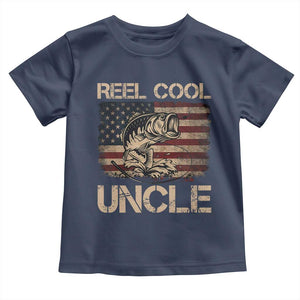 Reel Cool Uncle Toddler T Shirt Funny Fishing USA Flag Patriotic Fisherman Fathers Day TS10 Navy Print Your Wear