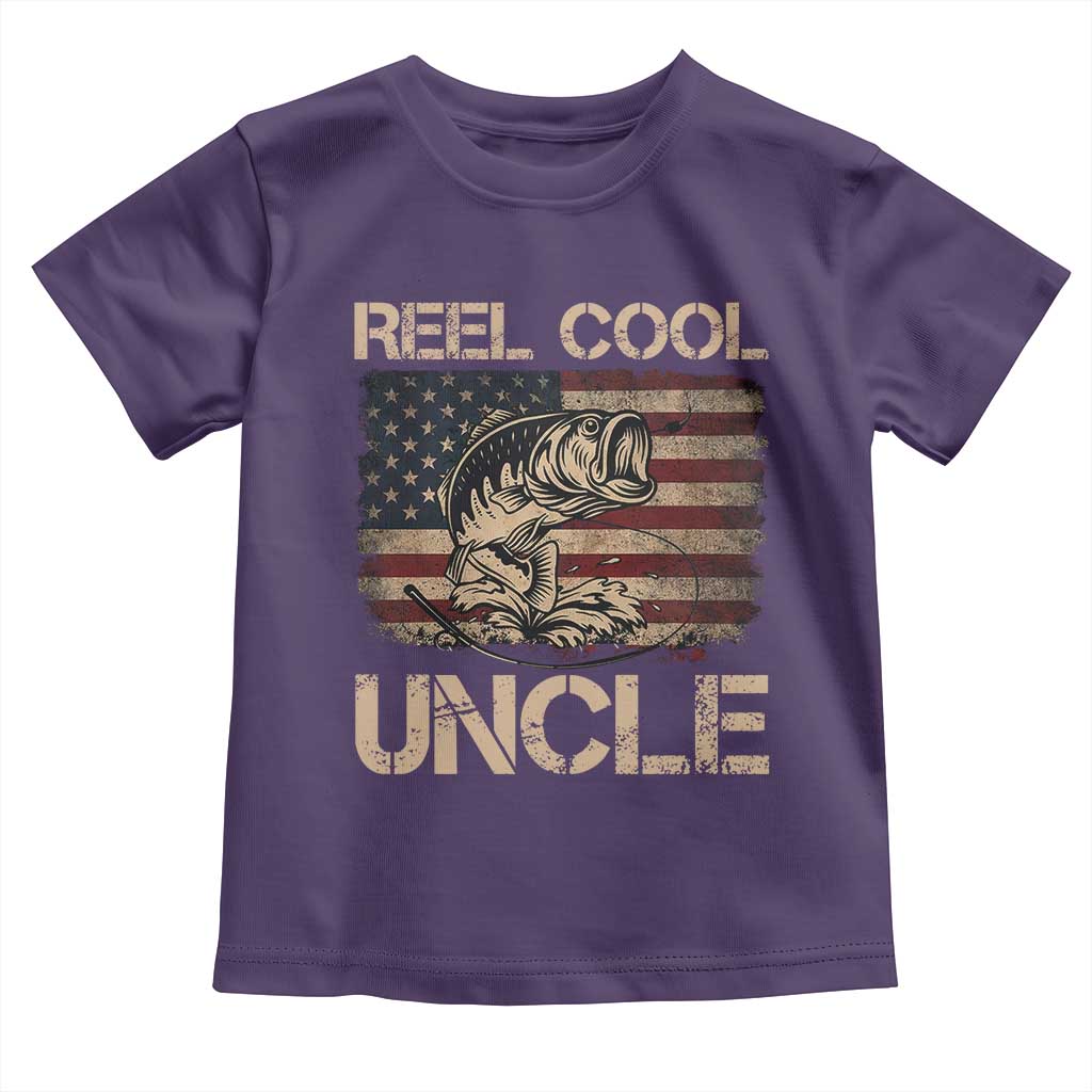 Reel Cool Uncle Toddler T Shirt Funny Fishing USA Flag Patriotic Fisherman Fathers Day TS10 Purple Print Your Wear