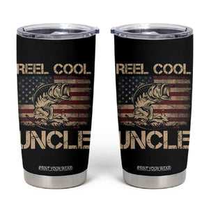 Reel Cool Uncle Tumbler Cup Funny Fishing USA Flag Patriotic Fisherman Fathers Day TS10 Black Print Your Wear