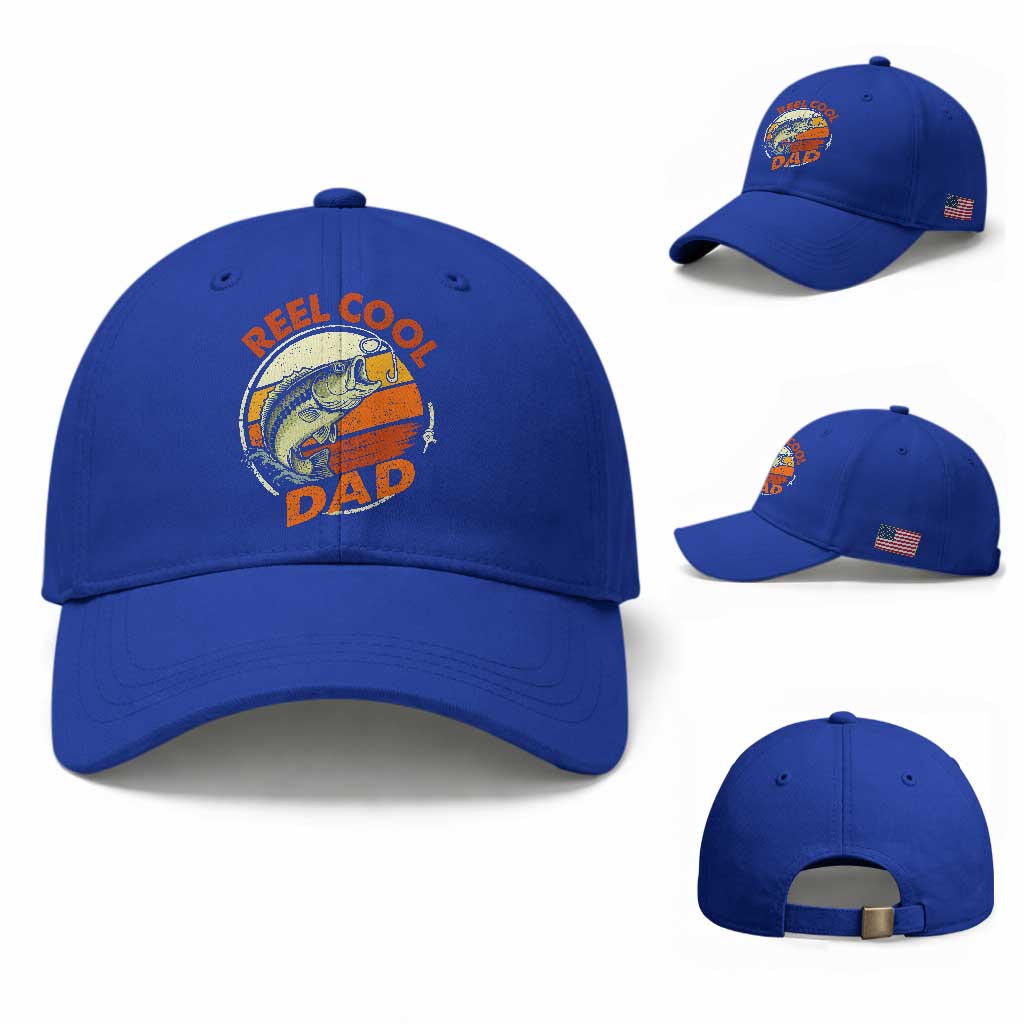 Reel Cool Dad Baseball Cap Funny Fathers Day Fishing Lover Fisherman TS10 Baseball Cap Universal Fit Royal Blue Print Your Wear