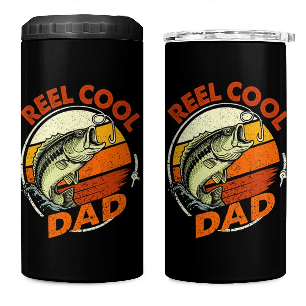 Reel Cool Dad 4 in 1 Can Cooler Tumbler Funny Fathers Day Fishing Lover Fisherman TS10 One Size: 16 oz Black Print Your Wear