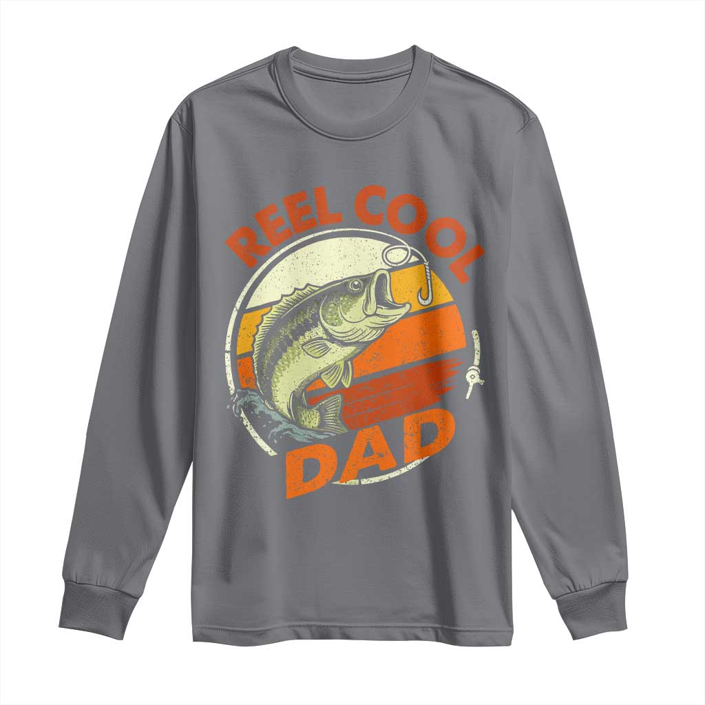 Reel Cool Dad Long Sleeve Shirt Funny Fathers Day Fishing Lover Fisherman TS10 Charcoal Print Your Wear