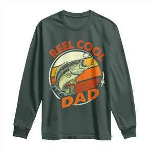 Reel Cool Dad Long Sleeve Shirt Funny Fathers Day Fishing Lover Fisherman TS10 Dark Forest Green Print Your Wear