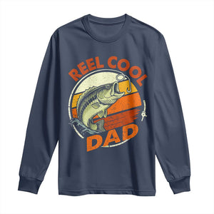 Reel Cool Dad Long Sleeve Shirt Funny Fathers Day Fishing Lover Fisherman TS10 Navy Print Your Wear