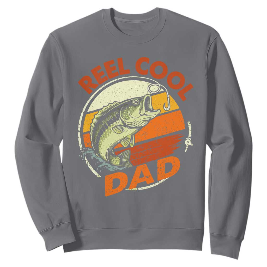 Reel Cool Dad Sweatshirt Funny Fathers Day Fishing Lover Fisherman TS10 Charcoal Print Your Wear