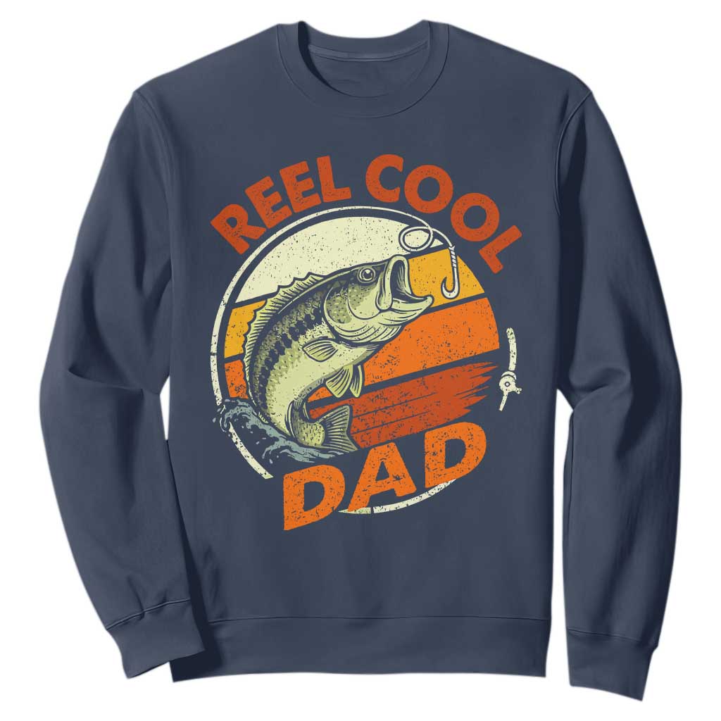 Reel Cool Dad Sweatshirt Funny Fathers Day Fishing Lover Fisherman TS10 Navy Print Your Wear