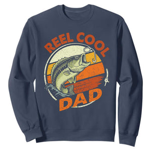 Reel Cool Dad Sweatshirt Funny Fathers Day Fishing Lover Fisherman TS10 Navy Print Your Wear