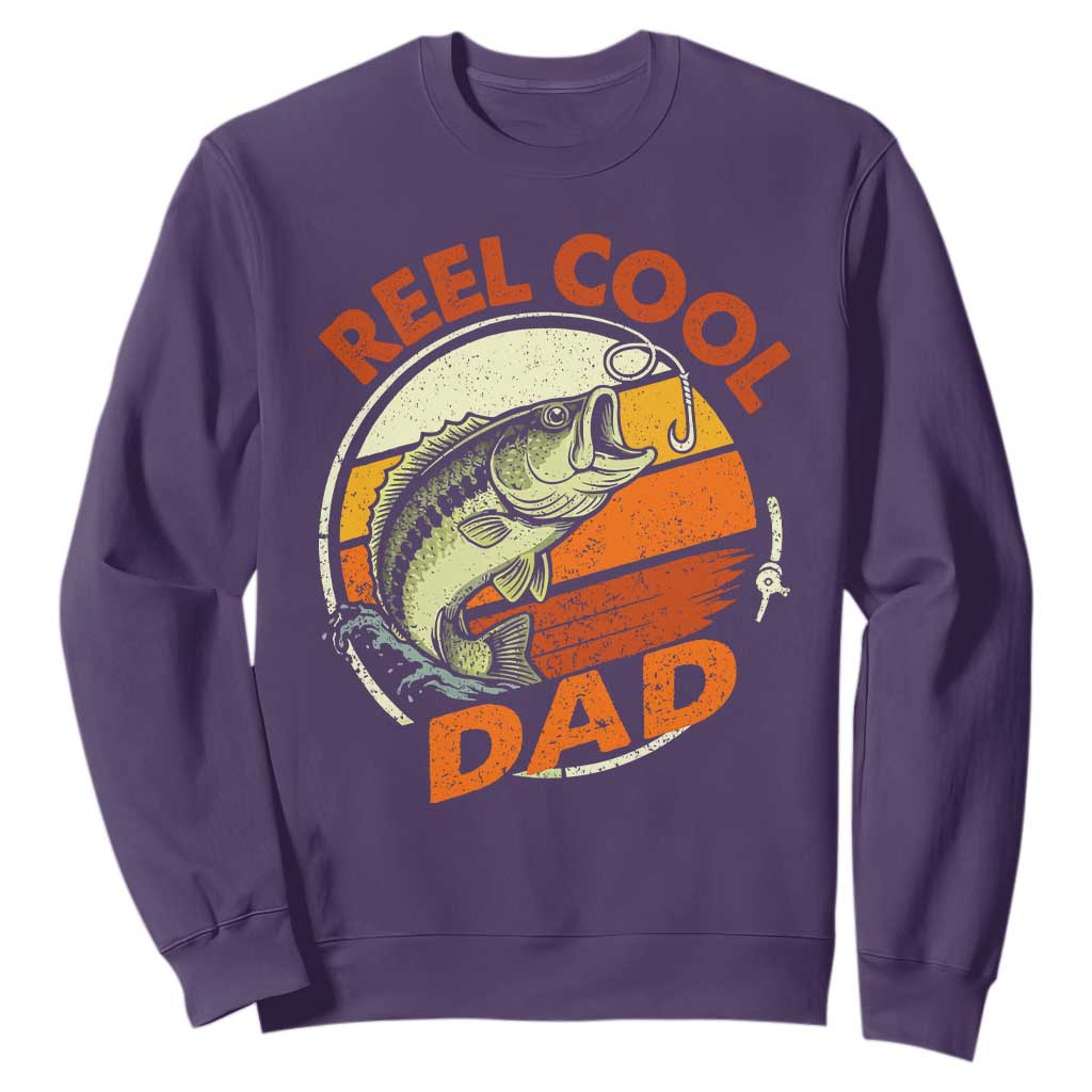 Reel Cool Dad Sweatshirt Funny Fathers Day Fishing Lover Fisherman TS10 Purple Print Your Wear