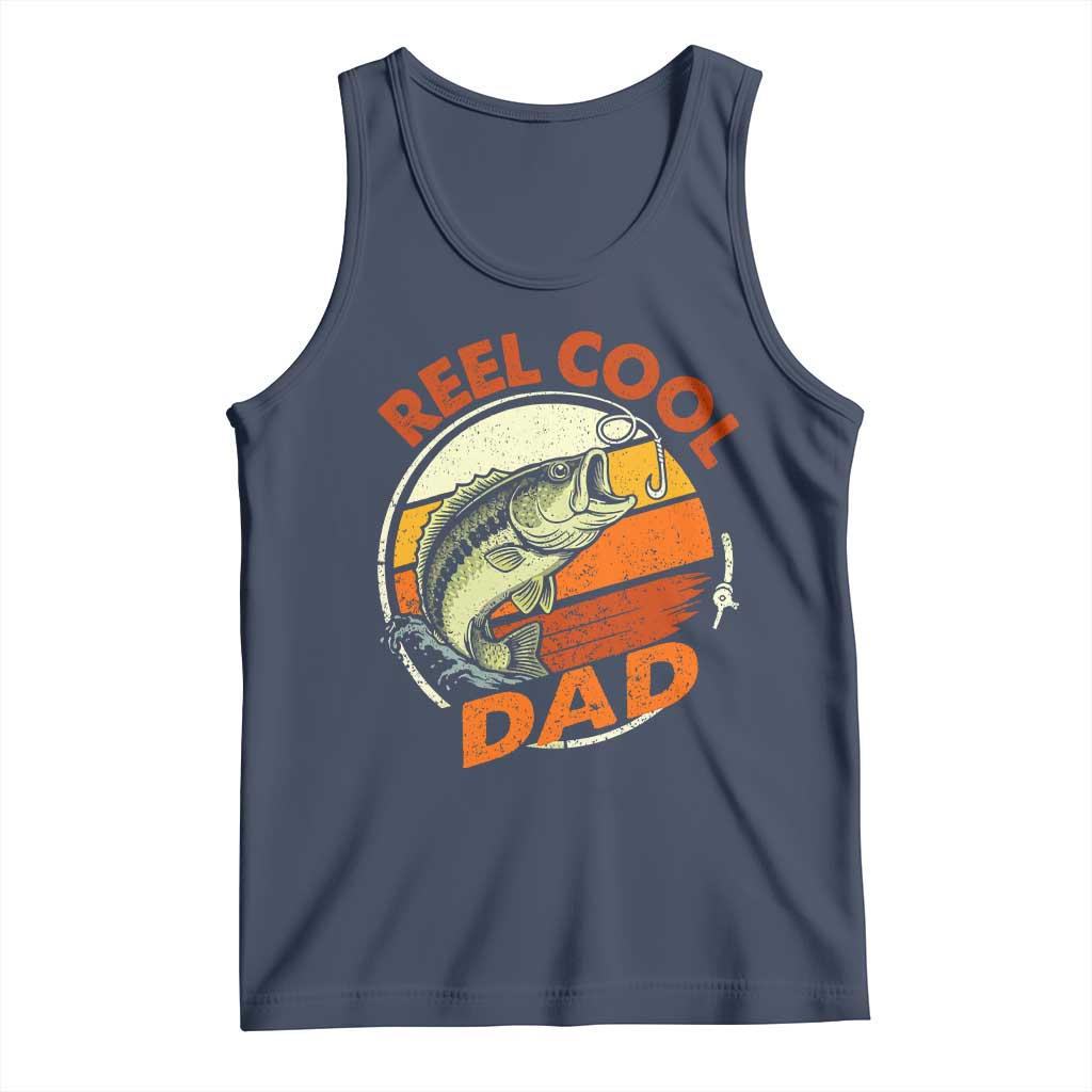 Reel Cool Dad Tank Top Funny Fathers Day Fishing Lover Fisherman TS10 Navy Print Your Wear