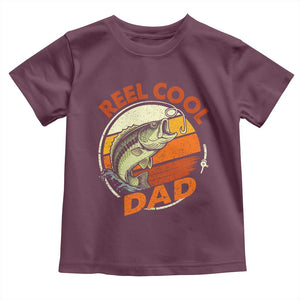 Reel Cool Dad Toddler T Shirt Funny Fathers Day Fishing Lover Fisherman TS10 Maroon Print Your Wear