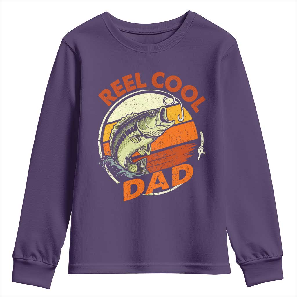 Reel Cool Dad Youth Sweatshirt Funny Fathers Day Fishing Lover Fisherman TS10 Purple Print Your Wear