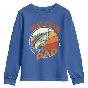 Reel Cool Dad Youth Sweatshirt Funny Fathers Day Fishing Lover Fisherman TS10 Royal Blue Print Your Wear