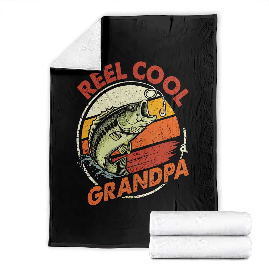 Reel Cool Grandpa Throw Blanket Funny Fathers Day Dada Fishing Lover Fisherman TS10 Black Print Your Wear