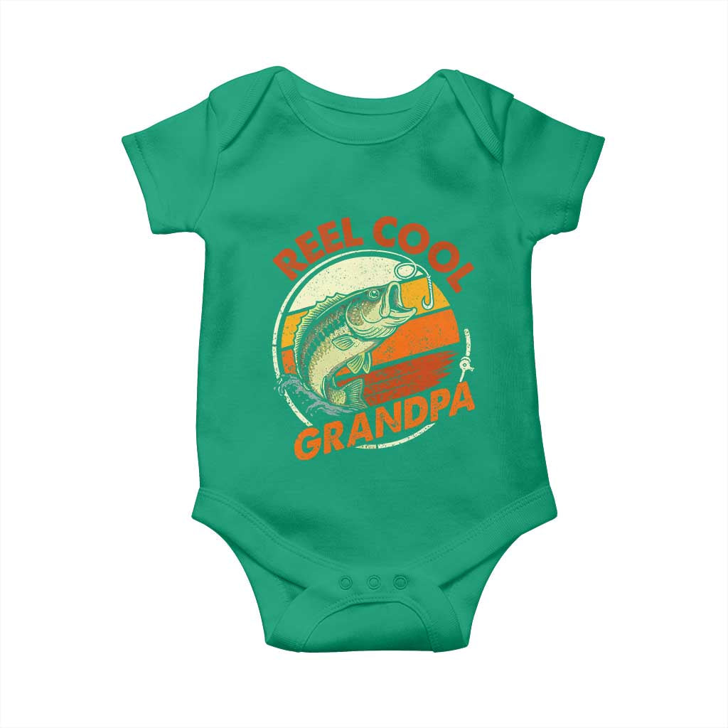 Reel Cool Grandpa Baby Onesie Funny Fathers Day Dada Fishing Lover Fisherman TS10 Irish Green Print Your Wear
