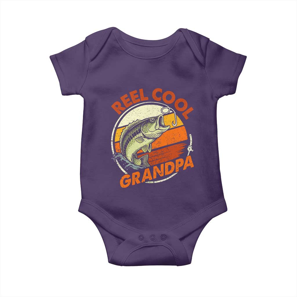 Reel Cool Grandpa Baby Onesie Funny Fathers Day Dada Fishing Lover Fisherman TS10 Purple Print Your Wear