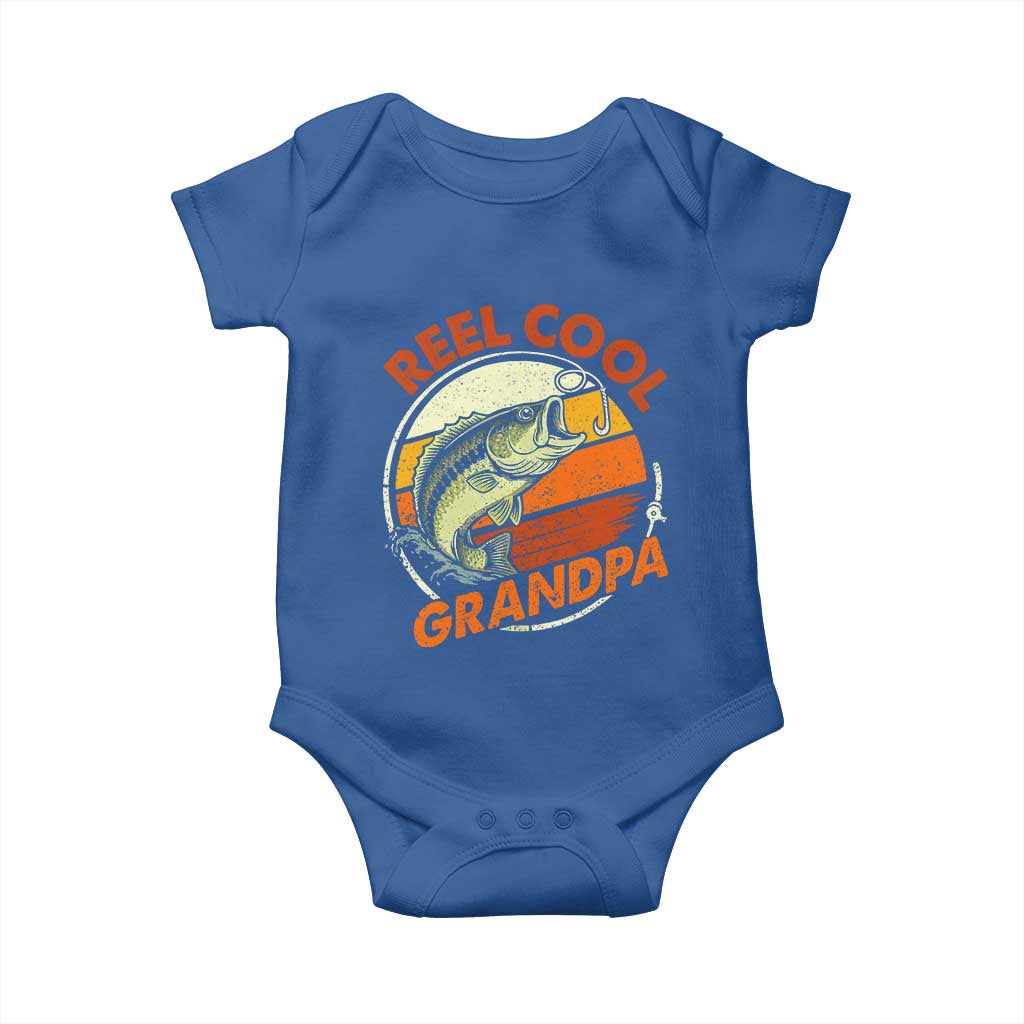 Reel Cool Grandpa Baby Onesie Funny Fathers Day Dada Fishing Lover Fisherman TS10 Royal Blue Print Your Wear