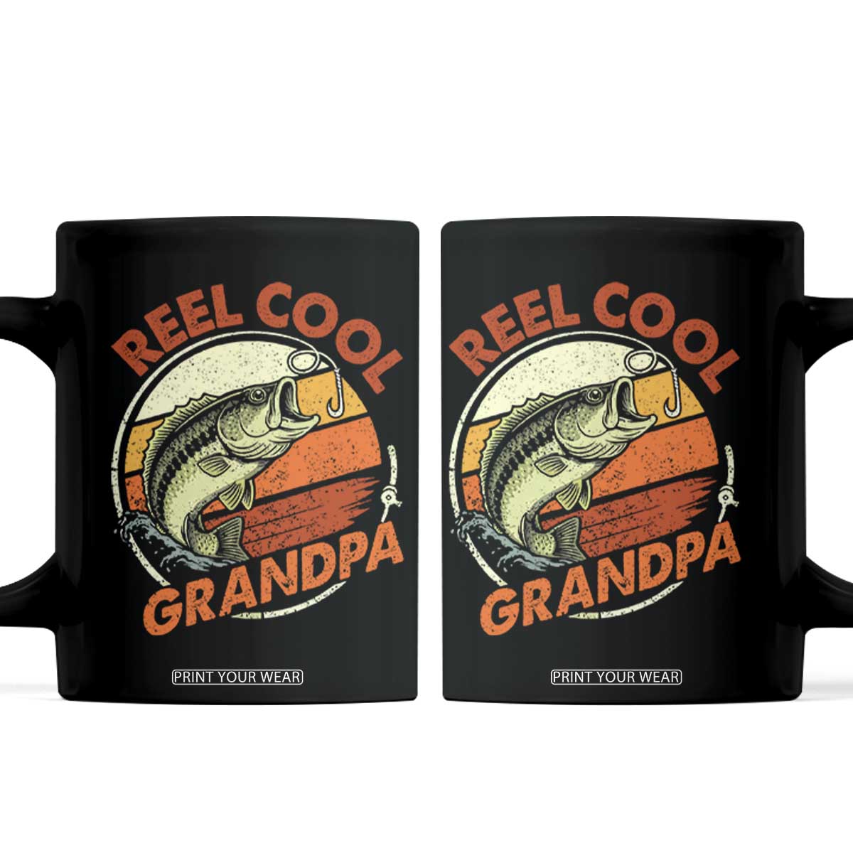 Reel Cool Grandpa Coffee Mug Funny Fathers Day Dada Fishing Lover Fisherman TS10 Black Print Your Wear