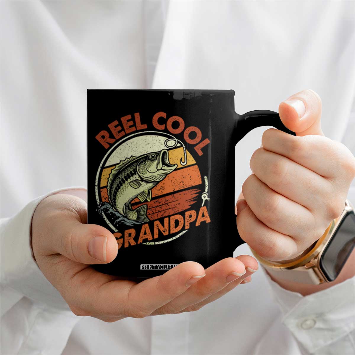 Reel Cool Grandpa Coffee Mug Funny Fathers Day Dada Fishing Lover Fisherman TS10 Print Your Wear