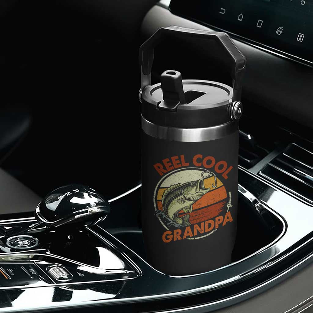 Reel Cool Grandpa Flip Straw Tumbler Funny Fathers Day Dada Fishing Lover Fisherman TS10 Print Your Wear