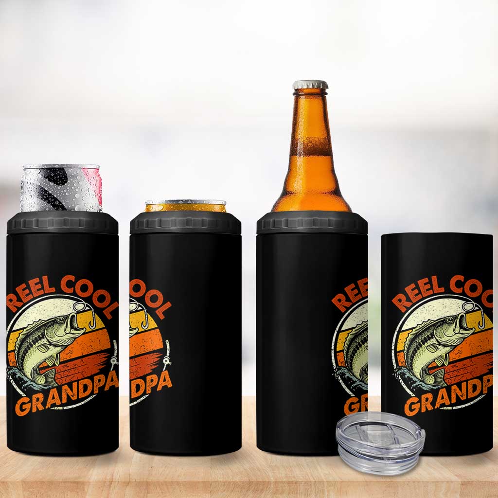 Reel Cool Grandpa 4 in 1 Can Cooler Tumbler Funny Fathers Day Dada Fishing Lover Fisherman TS10 Print Your Wear