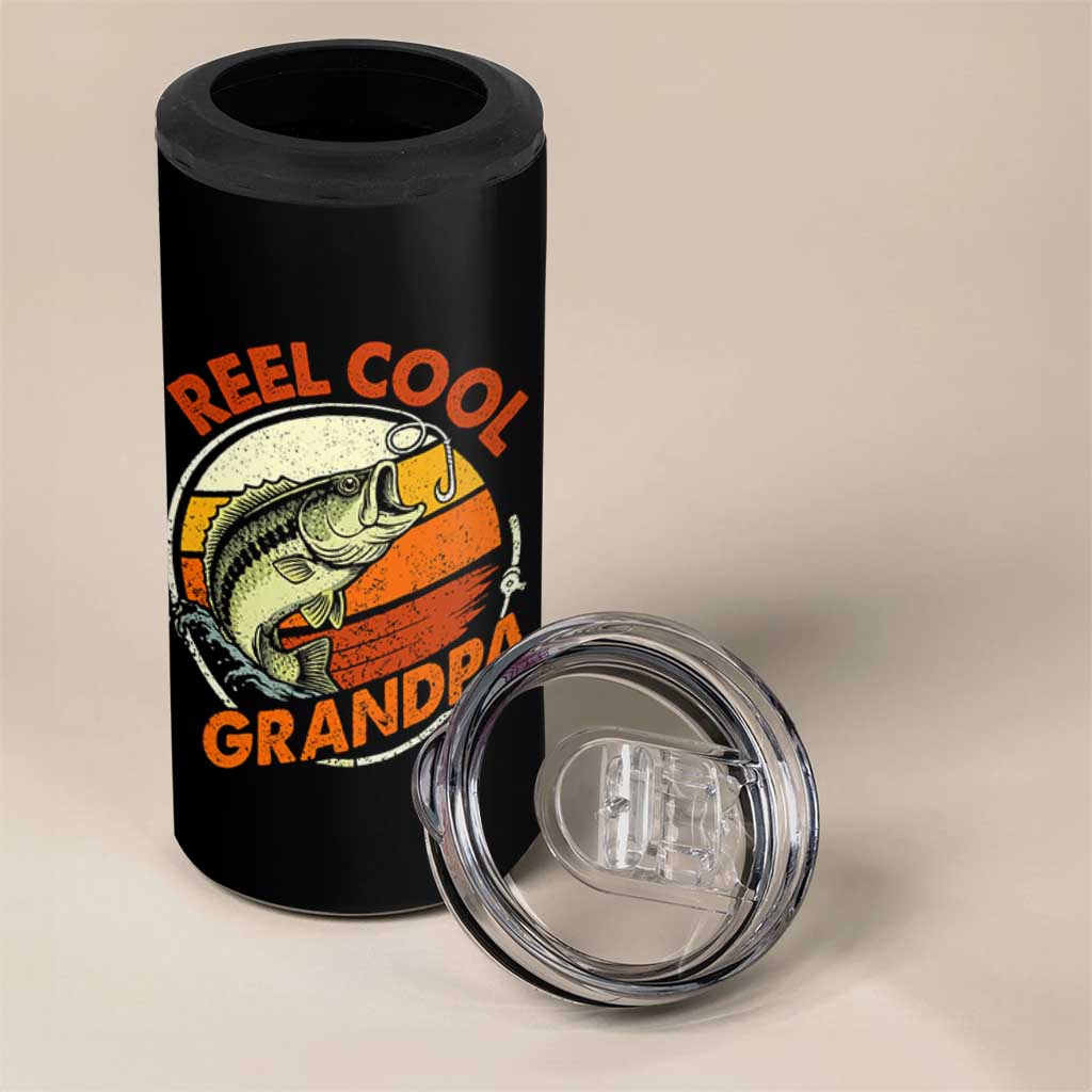 Reel Cool Grandpa 4 in 1 Can Cooler Tumbler Funny Fathers Day Dada Fishing Lover Fisherman TS10 Print Your Wear