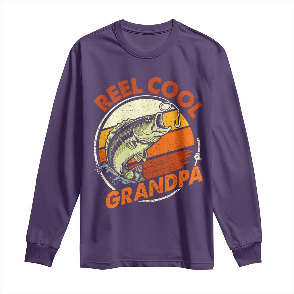 Reel Cool Grandpa Long Sleeve Shirt Funny Fathers Day Dada Fishing Lover Fisherman TS10 Purple Print Your Wear