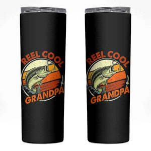 Reel Cool Grandpa Skinny Tumbler Funny Fathers Day Dada Fishing Lover Fisherman TS10 Black Print Your Wear
