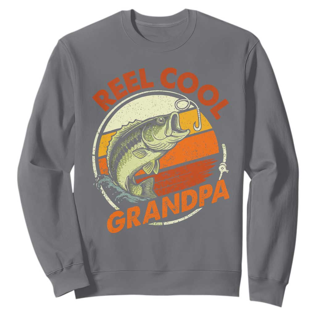 Reel Cool Grandpa Sweatshirt Funny Fathers Day Dada Fishing Lover Fisherman TS10 Charcoal Print Your Wear