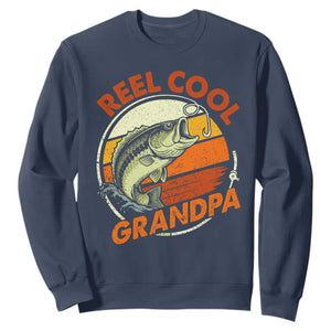 Reel Cool Grandpa Sweatshirt Funny Fathers Day Dada Fishing Lover Fisherman TS10 Navy Print Your Wear