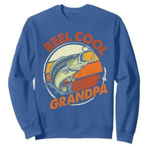 Reel Cool Grandpa Sweatshirt Funny Fathers Day Dada Fishing Lover Fisherman TS10 Royal Blue Print Your Wear