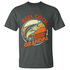 Reel Cool Grandpa T Shirt Funny Fathers Day Dada Fishing Lover Fisherman TS10 Dark Heather Print Your Wear