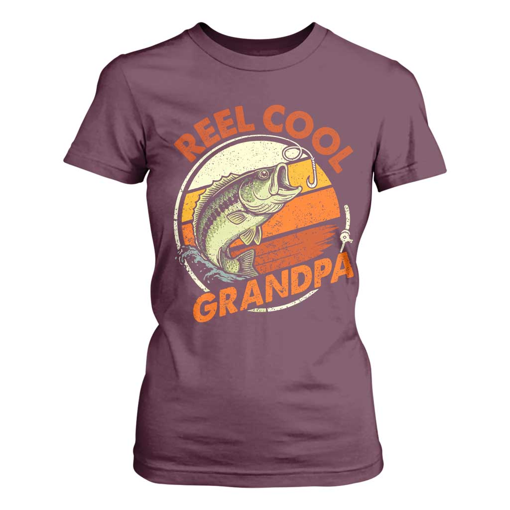 Reel Cool Grandpa T Shirt For Women Funny Fathers Day Dada Fishing Lover Fisherman TS10 Maroon Print Your Wear