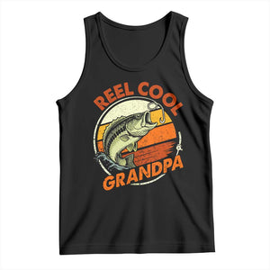 Reel Cool Grandpa Tank Top Funny Fathers Day Dada Fishing Lover Fisherman TS10 Black Print Your Wear
