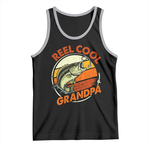 Reel Cool Grandpa Tank Top Funny Fathers Day Dada Fishing Lover Fisherman TS10 Black Athletic Heather Print Your Wear