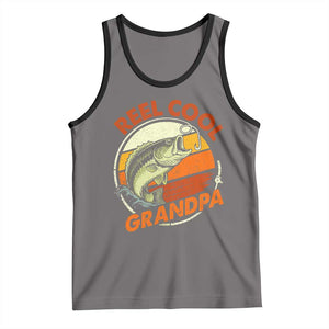 Reel Cool Grandpa Tank Top Funny Fathers Day Dada Fishing Lover Fisherman TS10 Deep Heather Black Print Your Wear