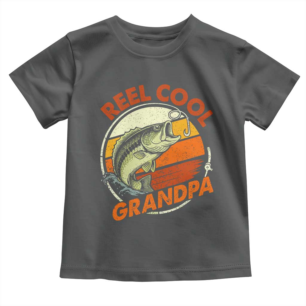 Reel Cool Grandpa Toddler T Shirt Funny Fathers Day Dada Fishing Lover Fisherman TS10 Dark Heather Print Your Wear