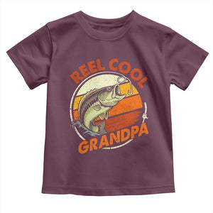 Reel Cool Grandpa Toddler T Shirt Funny Fathers Day Dada Fishing Lover Fisherman TS10 Maroon Print Your Wear