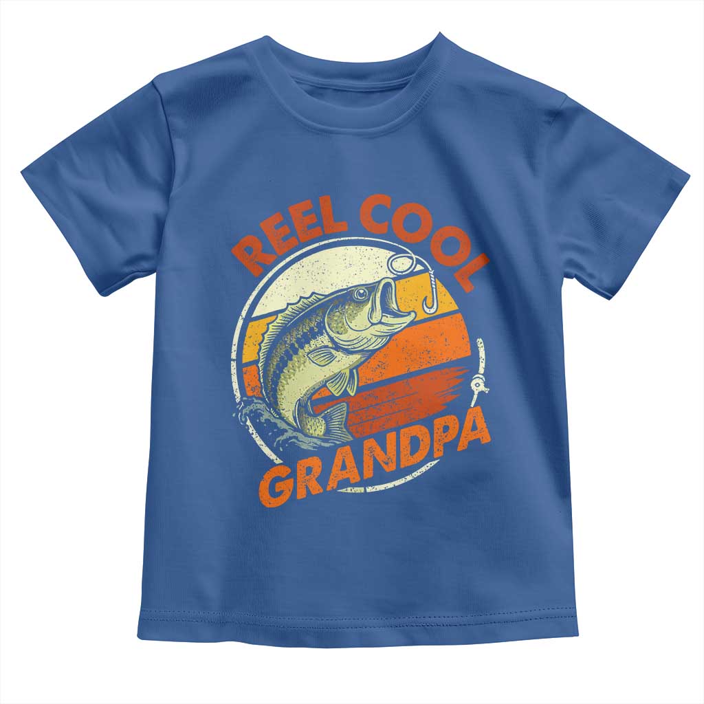 Reel Cool Grandpa Toddler T Shirt Funny Fathers Day Dada Fishing Lover Fisherman TS10 Royal Blue Print Your Wear