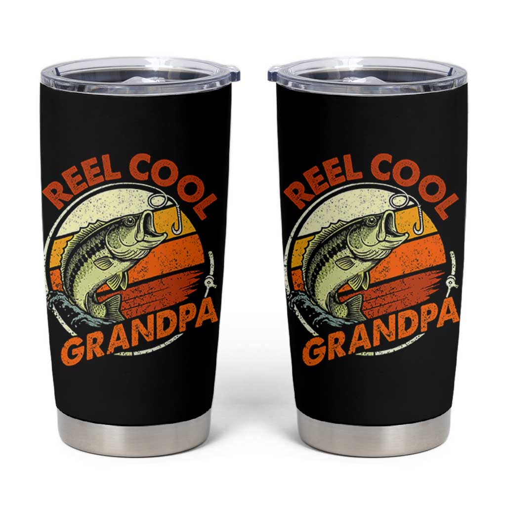 Reel Cool Grandpa Tumbler Cup Funny Fathers Day Dada Fishing Lover Fisherman TS10 Black Print Your Wear