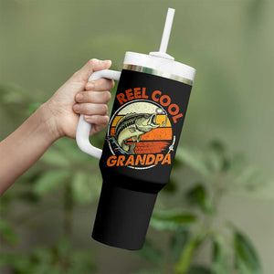 Reel Cool Grandpa Tumbler With Handle Funny Fathers Day Dada Fishing Lover Fisherman TS10 Print Your Wear