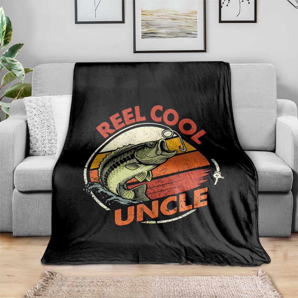 Uncle Fishing Throw Blanket Reel Cool Uncle Funny Fathers Day Fisherman TS10 Print Your Wear