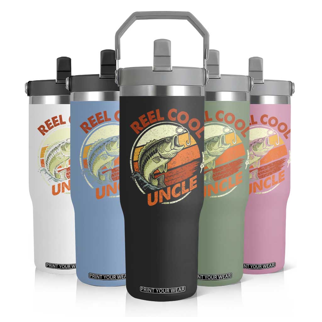 Uncle Fishing Flip Straw Tumbler Reel Cool Uncle Funny Fathers Day Fisherman TS10 Print Your Wear